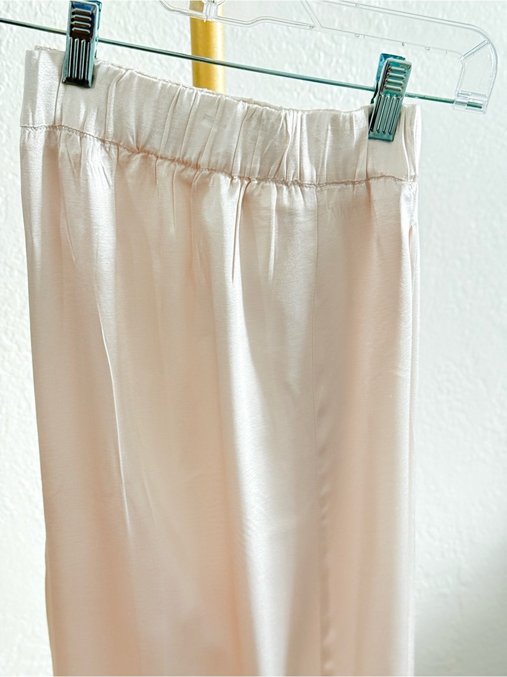 Free People Good Days Pearl Satin Pleated Wide Leg Trousers Minimalist M Chic - Picture 5 of 10